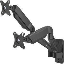 GAMEON GO-5008 Wall Mounted Dual Monitor Arm for 17"–32" Displays, Up to 9KG Capacity, ±180° Rotation & Cable Management - Black