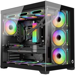 GAMEON GO-EMPERORVX-M ATX Mid Tower Gaming PC Case with 4x 120mm ARGB Fans, 360mm Radiator Support, 7 Expansion Slots & Dual Tempered Glass - Black