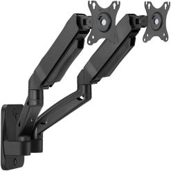GAMEON GO-5008 Wall Mounted Dual Monitor Arm for 17"–32" Displays, Up to 9KG Capacity, ±180° Rotation & Cable Management - Black