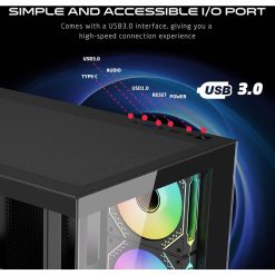 GAMEON GO-EMPERORVX-M ATX Mid Tower Gaming PC Case with 4x 120mm ARGB Fans, 360mm Radiator Support, 7 Expansion Slots & Dual Tempered Glass - Black