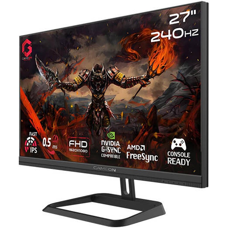 GAMEON Midnight Pro GOM27FHD240IPS 27" FHD Fast IPS Gaming Monitor, 240Hz, 0.5ms MPRT, AMD FreeSync & Adaptive-Sync - Black - Image 3